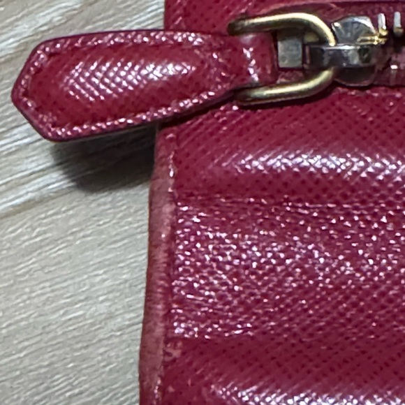 Prada Saffiano Leather Wallet On Chain Fuoco Red Gold Hardware Crossbody 1MH132 - Picture 13 of 16